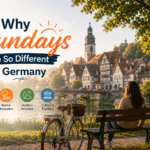 People enjoying a peaceful Sunday in Germany with closed shops and family activities