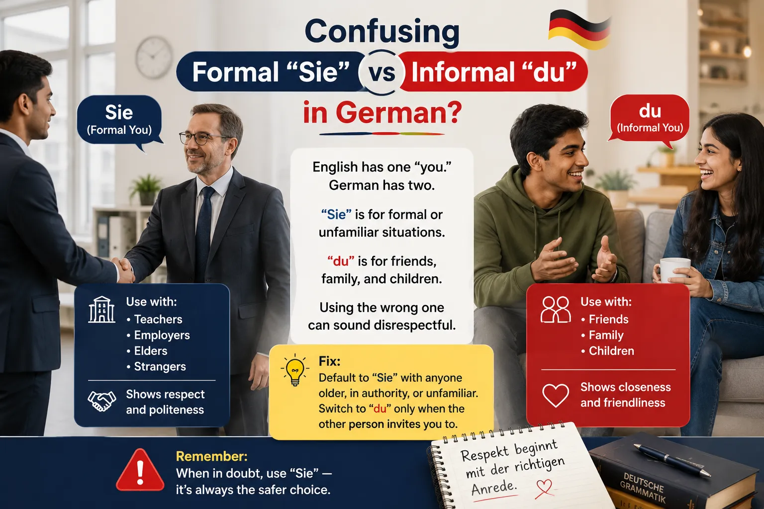 Indian student fixing German grammar mistakes