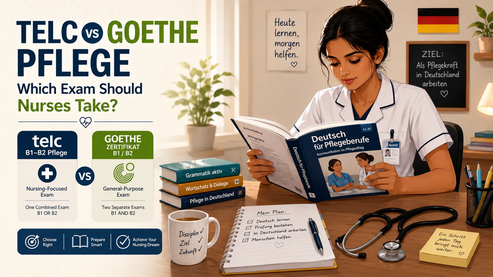 TELC vs Goethe Pflege exam preparation for Indian nurses